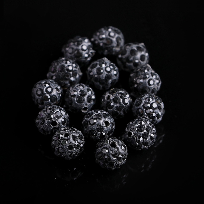 Бусина &laquo;Шамбала&raquo; 10 мм (набор 15 шт.), цвет чёрный