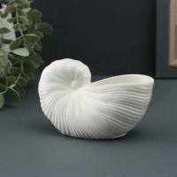 Гипсовая ваза декоративная настольная &laquo;Ракушка&raquo;, для цветов, сухоцветов, 8&times;13х7см, белый