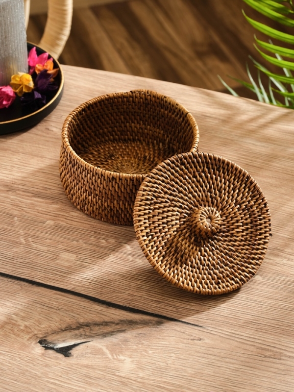 Корзинка плетеная ротанг, 12х12х8 см Корзинка плетеная ротанг, 12х12х8 см