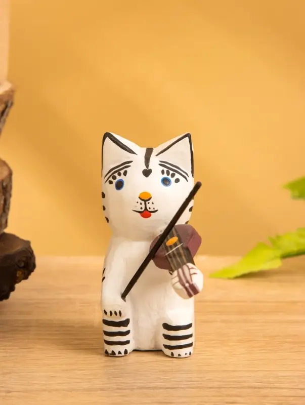 Сувенир &laquo;Кот скрипач&raquo;, 3.5&times;8&times;8 см, дерево, белый