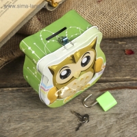 Копилка для денег с замком и ключом &laquo;Маленький совёныш&raquo;, метал, 8.5&times;9&times;4.5 см, МИКС