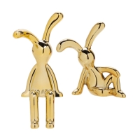 Игрушка на панель авто, зайчики, золотой, пластик, набор 2 шт Игрушка на панель авто, зайчики, золотой, пластик, набор 2 шт