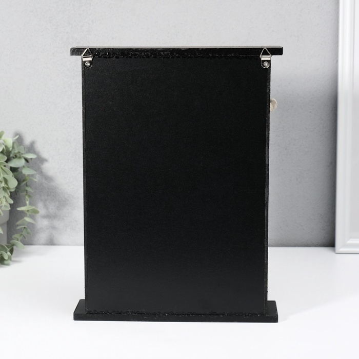 Ключница дерево "Дерево" чёрная, зеркальная 6х22,3х29,5 см