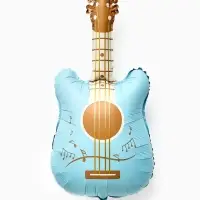 Воздушный шар фольгированный 35" "Гитара" цвет голубой