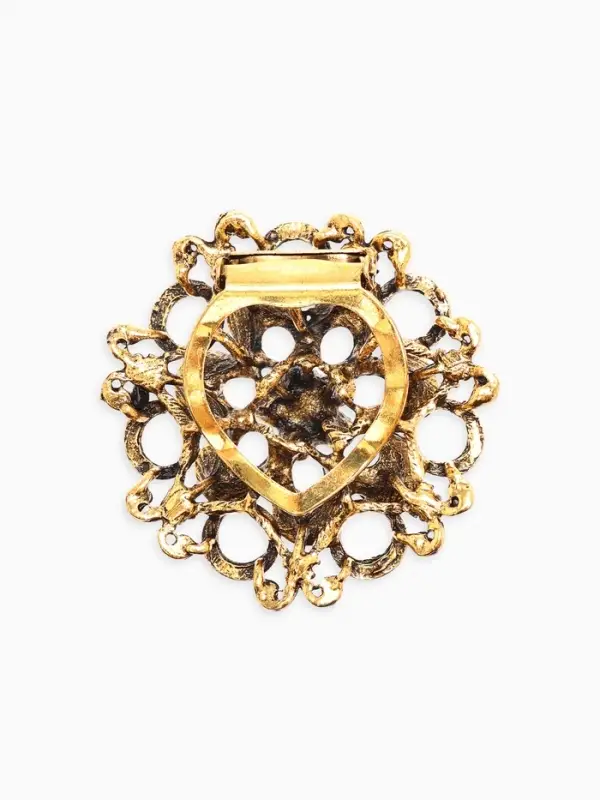 Зажим для платка "Цветок астры", цвет белый в чернёном золоте