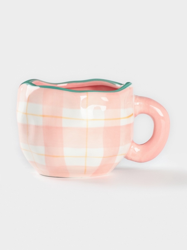 Чайная пара Доляна &laquo;Розовая клетка&raquo;, чашка 220 мл, блюдце d=16 см, ручная роспись, керамика, белая