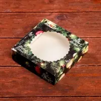 Подарочная коробка сборная с окном &laquo;Счастливого Рождества&raquo;, 11.5&times;11.5&times;3 см