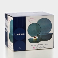 Набор столовый стеклянный &laquo;Идиллия&raquo;, 19 предметов: 6 тарелок d=25 см, 6 тарелок d=19 см, 6 тарелок d=18 см, салатник d=23 см, цвет лондон топаз