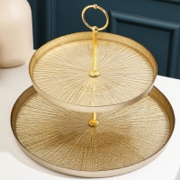 Блюдо 2-х ярусное &laquo;Кувшинка&raquo;, d=21/28 см, цвет золотой