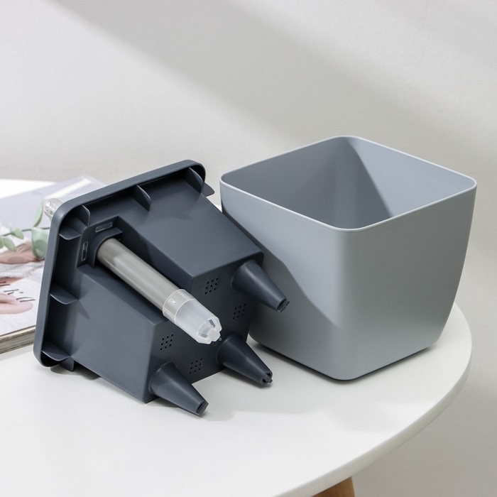 Кашпо с автополивом Munchen, 1,5 л (850 мл), 13&times;13 см, h=16,8 см, цвет серый