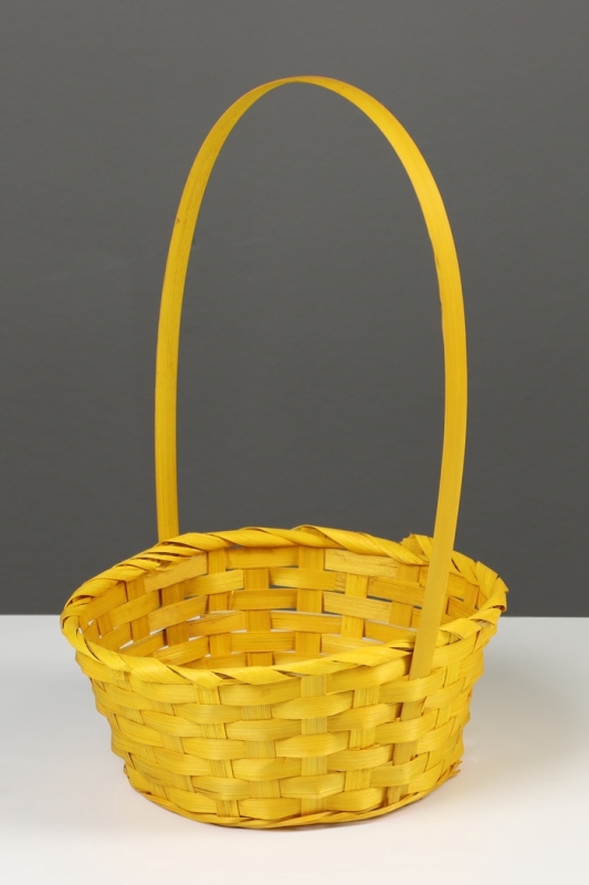 Корзина плетёная, 20×20×9 см, ручка h=25 см, бамбук, желтая Корзина плетёная, 20×20×9 см, ручка h=25 см, бамбук, желтая