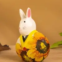 Сувенир дерево "Кролик в халате" тёмный, 10х6х12 см