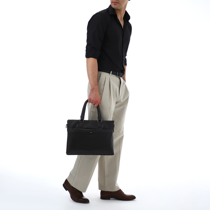 Сумка мужская деловая TEXTURA, 2 наружных кармана, цвет коричневый