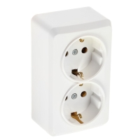 Розетка двухместная Luazon Lighting "СПБ", 16 А, с з/к, белая