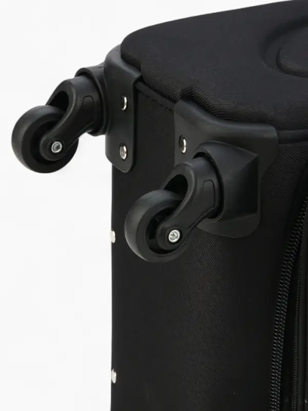 Чемодан 20", Текст, 37*23*55, отд на молнии, 2 нар/карм, увелич, код замок, 4 колеса, черный   10872