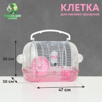Клетка для грызунов с наполнением, 47 х 30 х 38, см, розовая