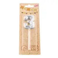 Свеча в торт на шпажке &laquo;Алмаз&raquo;, цифра 3, серебряная, 5&times;2.6 см