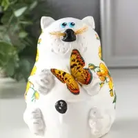 Копилка "Кот с букетом" 13,5х11х13,5 см
