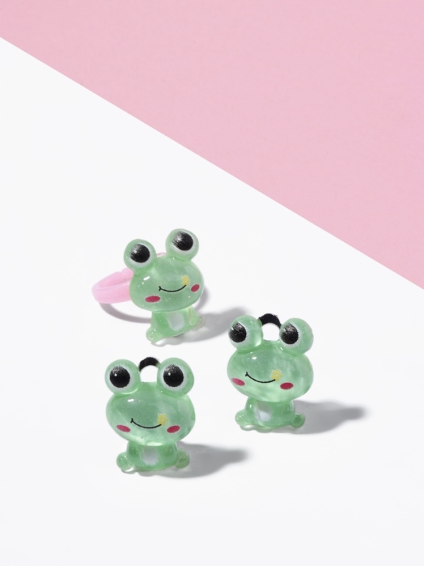 Набор детский "Выбражулька" 2 предмета: клипсы, кольцо, лягушка, цвет зеленый