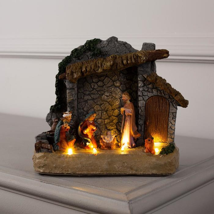 Светодиодная фигура &laquo;Рождество&raquo; 18 &times; 19 &times; 8 см, полистоун, батарейки ААх3 (не в комплекте), свечение тёплое белое