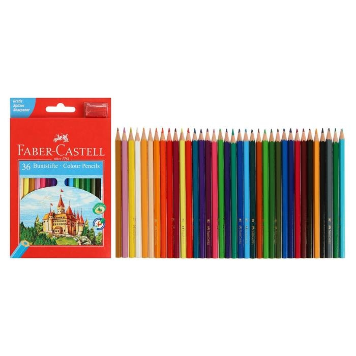 Карандаши 36 цветов Faber-Castell ECO Карандаши 36 цветов Faber-Castell ECO "Замок" 1201 7/2.8 шестигранный корпус, с точилкой, микс