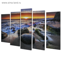 Картина модульная на подрамнике "Закат на берегу" 125х80 см (2-25х63, 2-25х70, 1-25х80)