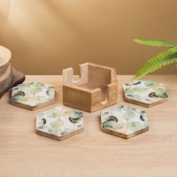 Подставка под горячее (набор 4 шт) "Листья" дерево манго 15х13х5 см