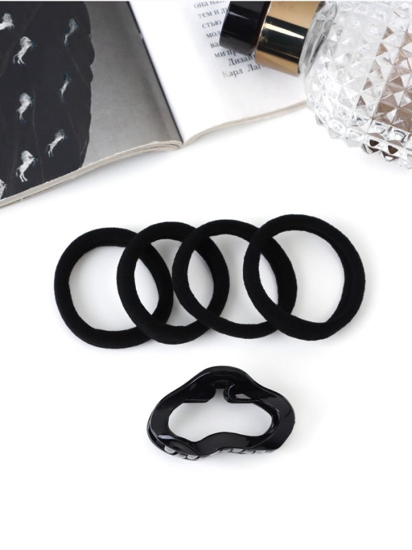 Набор для волос &laquo;Вивьен&raquo;, 4 резинки 5.5 см, краб 4.5 см, волна, чёрный