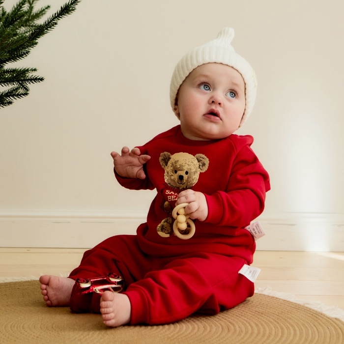 Костюм (свитшот и штанишки) Крошка Я "Новогодние медвежата", рост 86-92 см