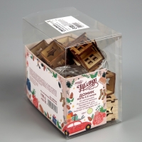 Гирлянда &laquo;Нить&raquo; 2.5 м с насадками &laquo;Домик&raquo;, IP20, прозрачная нить, 10 LED, батарейки AAх2 (нет в комплекте), свечение тёплое белое