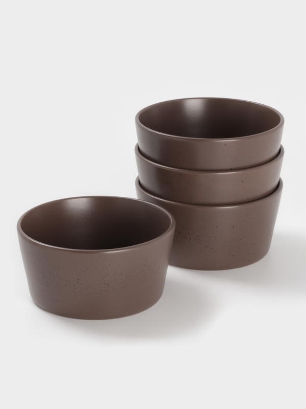 Набор салатников 4 шт Доляна 14,5х7 см "Гранит" коричнев в крапину