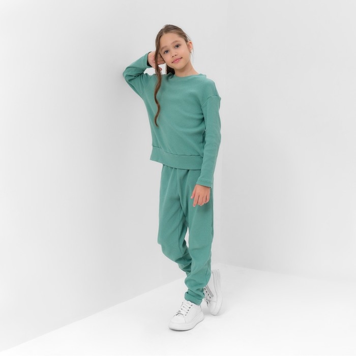Костюм для девочки (свитшот, брюки) MINAKU, цвет оливы, рост 164 см