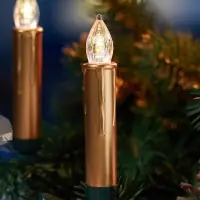 Светодиодные &laquo;Свечи на прищепках золотистые&raquo; 9 см, набор 10 шт, 10 LED, от батареек АААх6, пульт, свечение тёплое белое