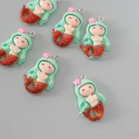 Подвеска для творчества пластик "Русалочка с голубыми волосами" 3,4х2,1х0,6 см