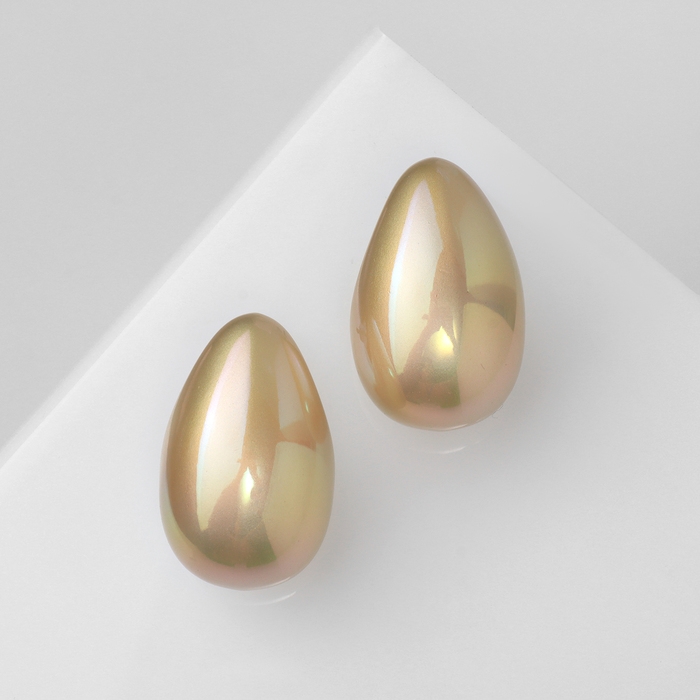 Серьги пластик &laquo;Капля&raquo; гладкие мах, цвет бежевый