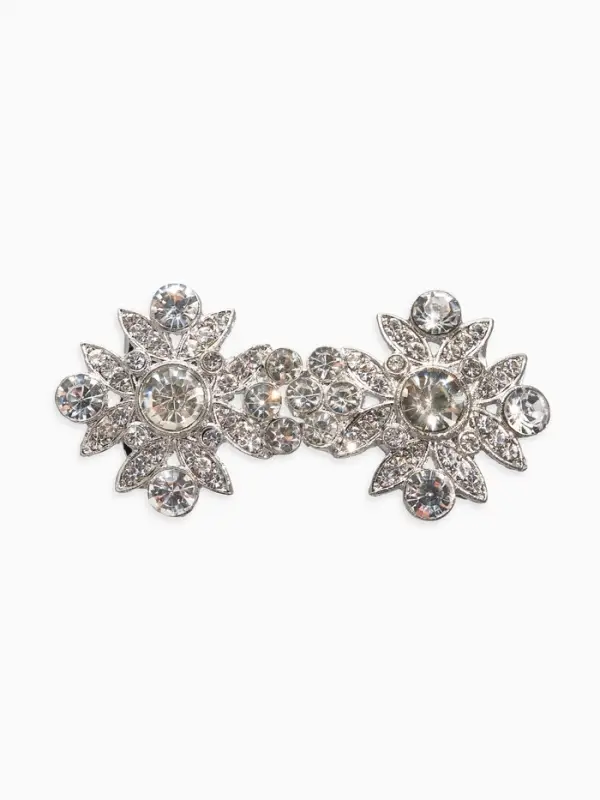 Зажим для кардигана "Ажур", гербер, цвет белый в серебре