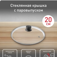 Стеклянная крышка для посуды 20 см Cocoon с круглой ручкой