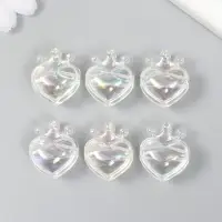 Бусина для рукоделия и плетения &laquo;Арт Узор. Сердечко с короной прозрачный перламутр&raquo;, пластик, 2.1&times;1.4&times;2.5 см