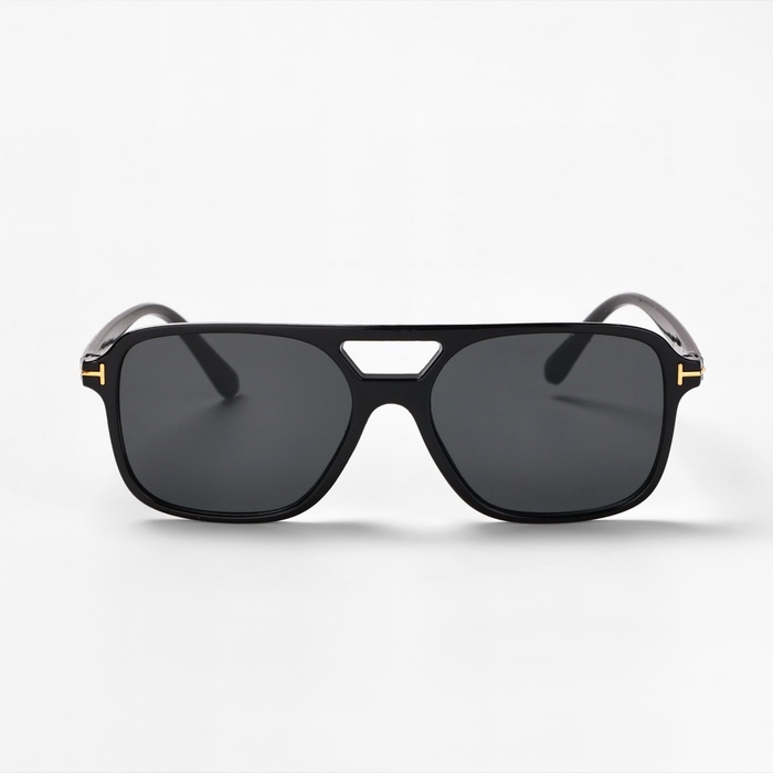 Очки солнцезащитные, UV 375, линза 4.4 х 5.5 см, ширина 14.7 см, дужка 14.2 см, черные