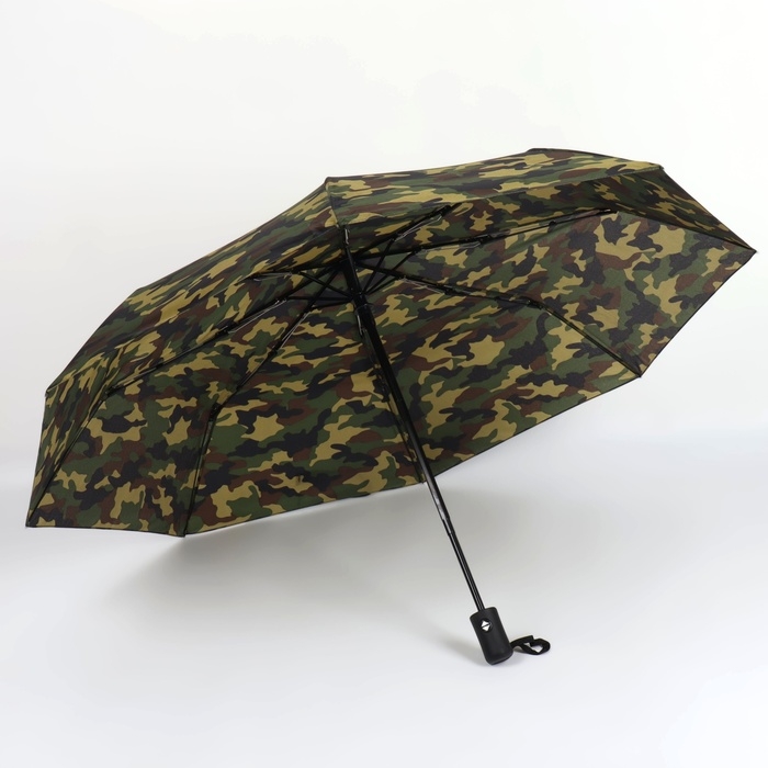 Зонт автоматический &laquo;Камуфляж&raquo;, эпонж, 3 сложения, 8 спиц, R = 48/55 см, D = 110 см, цвет МИКС