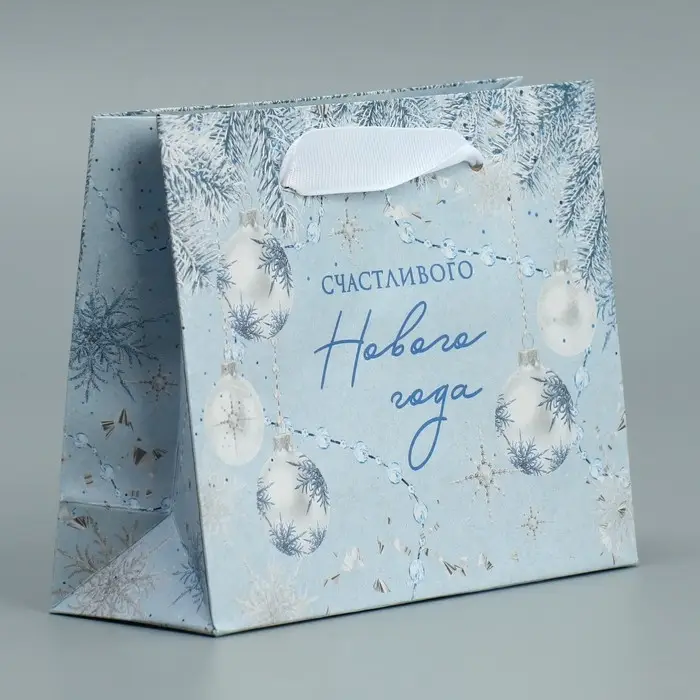 Пакет подарочный новогодний крафтовый &laquo;Новогодняя нежность&raquo;, S 15 х 12 х 5.5 см