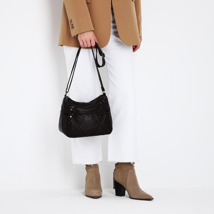 Сумка-мешок на молнии, цвет коричневый Сумка-мешок на молнии, цвет коричневый