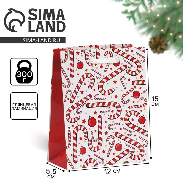 Пакет подарочный новогодний ламинированный &laquo;Зимняя история&raquo;, S 12 х 15 х 5.5 см