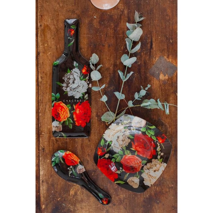 Тарелка в форме бутылки стеклянная Дорого внимание &laquo;Счастье&raquo;, 11,3 х 34,5 см