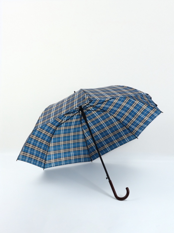 Зонт-трость п/авт R58/68 8сп П/Э В/У КЛЕТКА ручка-крюк синий пакет