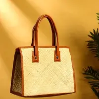 Сумка плетёная на молнии из пандана 35х12х40 см, светло-коричневый