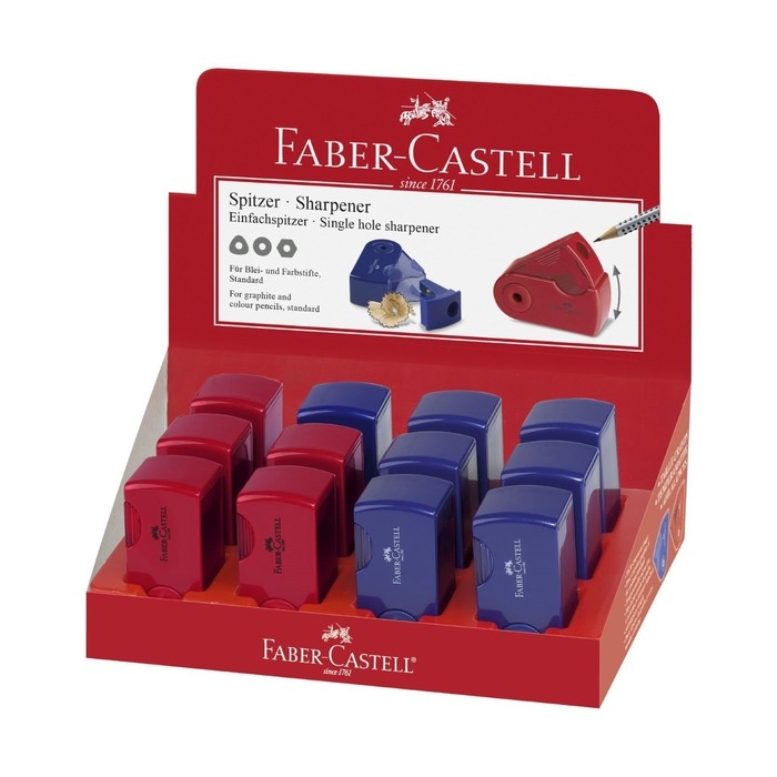 Точилка Faber-Castell с контейнером Sleeve-мини, 1 отверстие, красный/синий Точилка Faber-Castell с контейнером Sleeve-мини, 1 отверстие, красный/синий