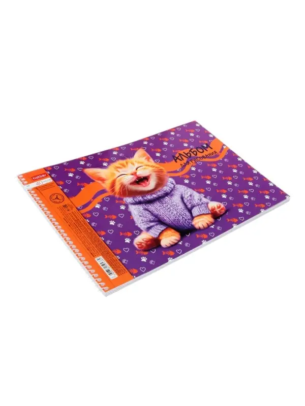 Альбом д/рис А4 40л на спирали Hatber "Мы-котики!", выб лак, перфорац, 4В МИКС