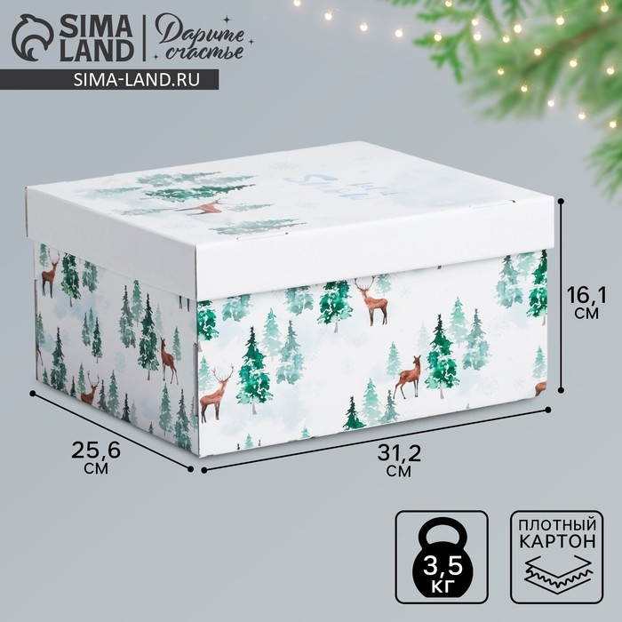 Коробка подарочная новогодняя складная «Лесная сказка», 31,2 х 25,6 х 16,1 см, Новый год Коробка подарочная новогодняя складная «Лесная сказка», 31,2 х 25,6 х 16,1 см, Новый год