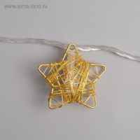 Гирлянда &laquo;Нить&raquo; 4 м с насадками &laquo;Звезда проволока&raquo;, IP20, прозрачная нить, 20 LED, свечение тёплое белое, 8 режимов, 220 В